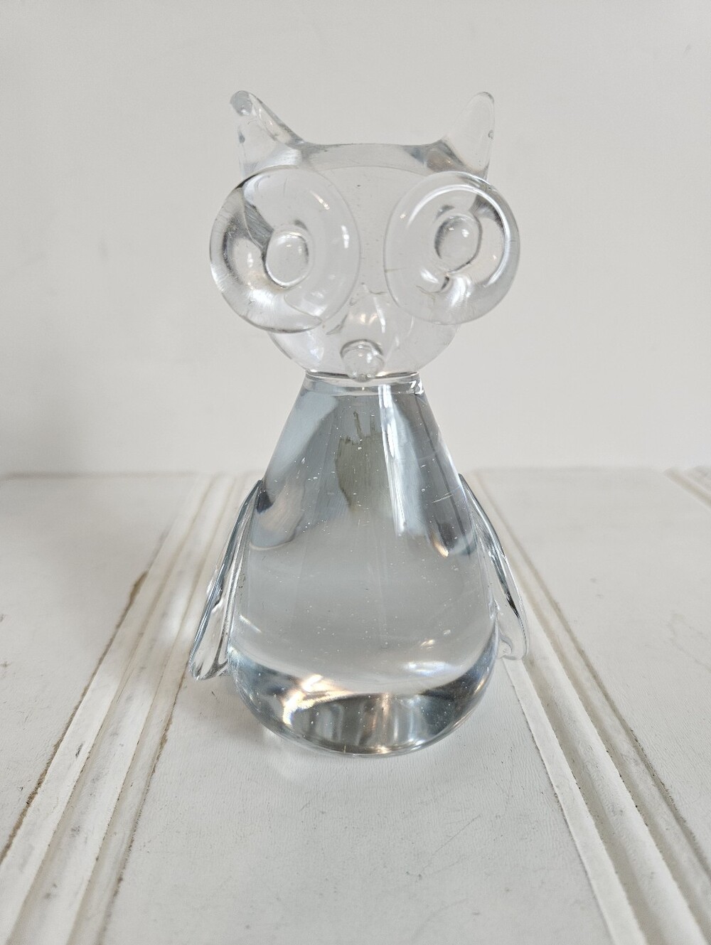 Vintage Art Glass Owl Figurine Paperweight Bullicante Controlled Bubble Clear OS - Picture 2 of 11
